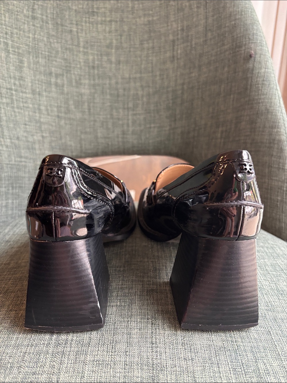 Sam Edelman QUINCY BLOCK HEEL LOAFER patent leather gold charm chunky women’s 6 - Picture 10 of 13